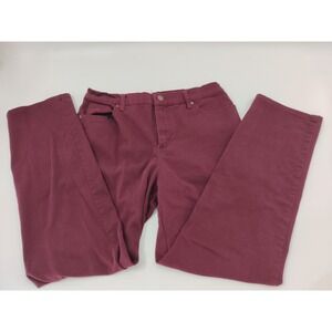 Gloria Vanderbilt Amanda Tapered Jeans Womens 12 Burgundy Wine High Rise Denim